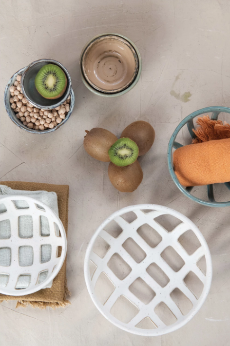 Handmade Stoneware Basket Bowls | Set of 2