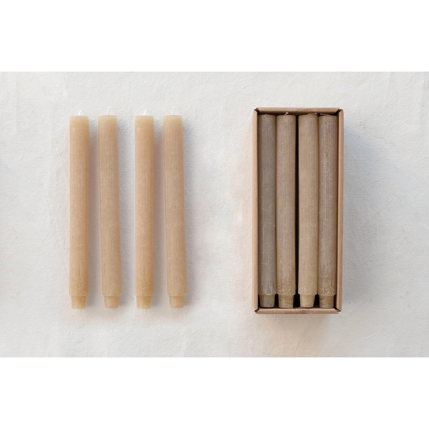 Unscented Pleated Taper Candles, Set of 4
