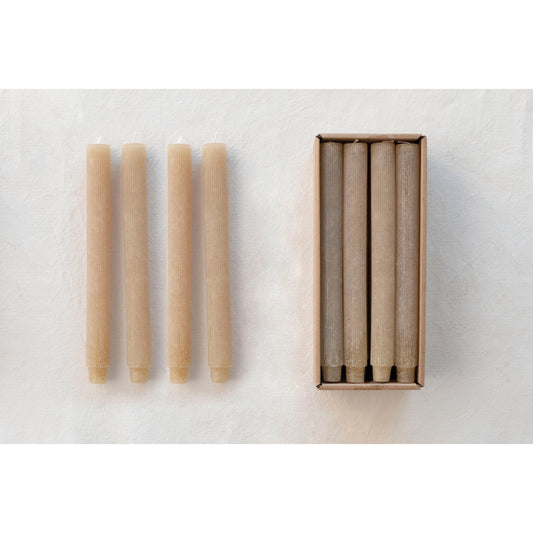 Unscented Pleated Taper Candles, Set of 4