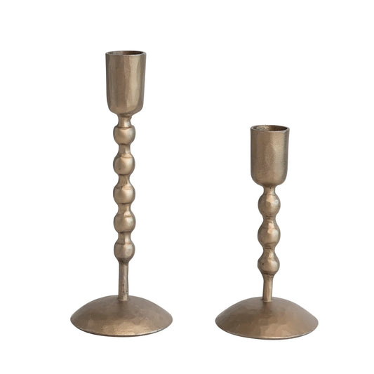 Antique Brass Taper Holders | Set of 2