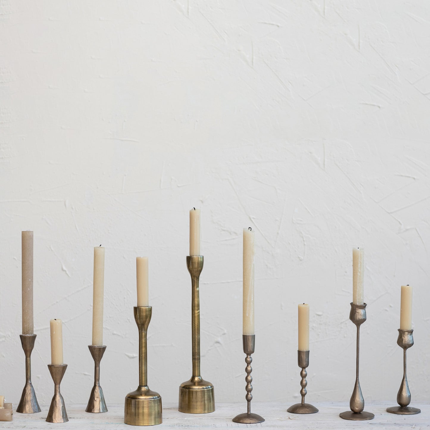 Antique Brass Taper Holders | Set of 2
